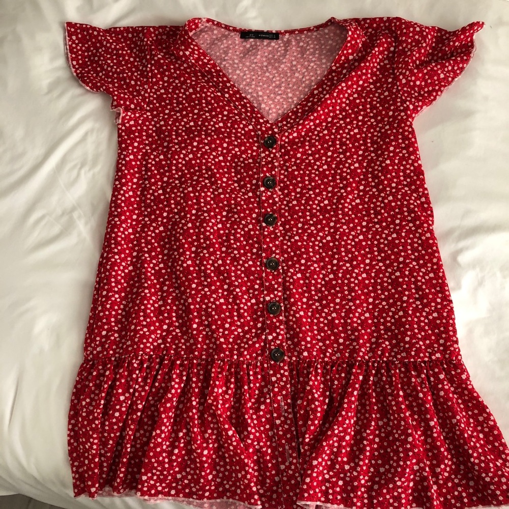 ZARA | red floral dress